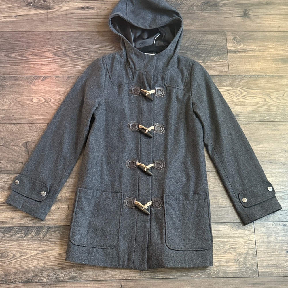Quicksilver Women's Gray Wool Toggle Coat Jacket sz XS